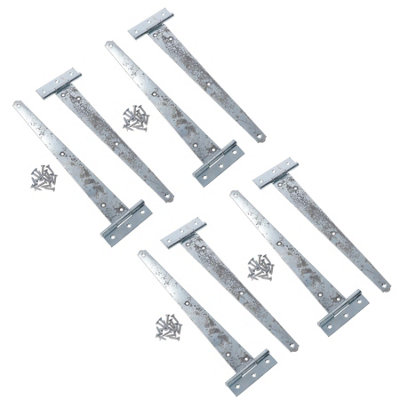AB Tools 12In / 300mm Heavy Duty T Tee Hinges For Shed + Garden Gates Zinc Plated 8Pc from B&Q