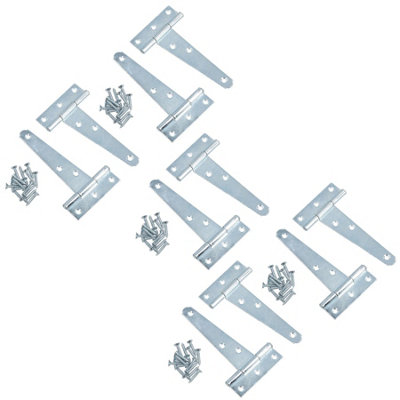 AB Tools 4In / 102mm Heavy Duty T Tee Hinges For Shed + Garden Gates Zinc Plated 10Pc from B&Q