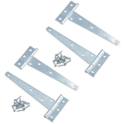 AB Tools 6In / 152mm Heavy Duty T Tee Hinges For Shed + Garden Gates Zinc Plated 4Pc from B&Q