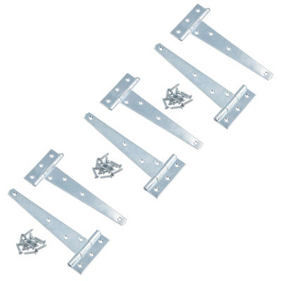 AB Tools 6In / 152mm Heavy Duty T Tee Hinges For Shed + Garden Gates Zinc Plated 6Pc from B&Q