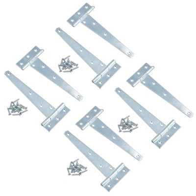 AB Tools 6In / 152mm Heavy Duty T Tee Hinges For Shed + Garden Gates Zinc Plated 8Pc from B&Q