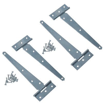 AB Tools 8In / 204mm Heavy Duty T Tee Hinges For Shed + Garden Gates Zinc Plated 4Pc from B&Q