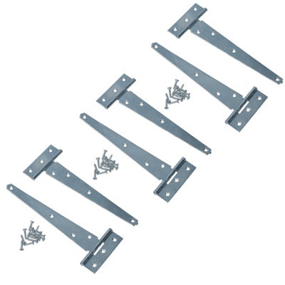 AB Tools 8In / 204mm Heavy Duty T Tee Hinges For Shed + Garden Gates Zinc Plated 6Pc from B&Q