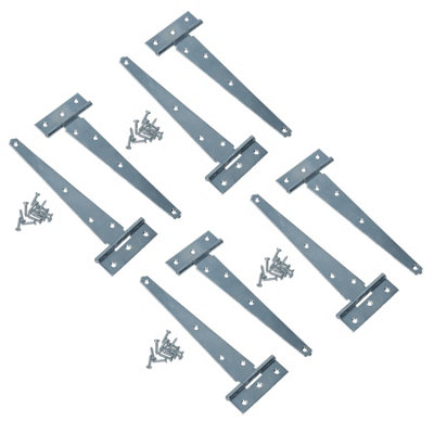 AB Tools 8In / 204mm Heavy Duty T Tee Hinges For Shed + Garden Gates Zinc Plated 8Pc from B&Q