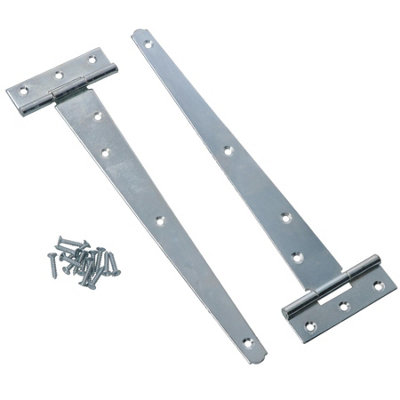 AB Tools 10In / 250mm Heavy Duty T Tee Hinges For Shed + Garden Gates Zinc Plated 2Pc from B&Q