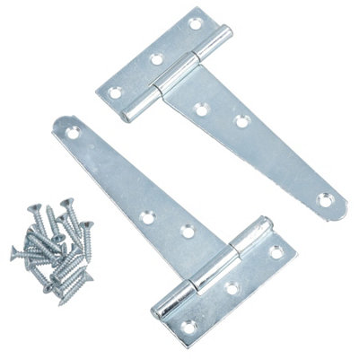 AB Tools 4In / 102mm Heavy Duty T Tee Hinges For Shed + Garden Gates Zinc Plated 2Pc from B&Q