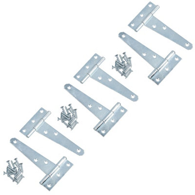 AB Tools 4In / 102mm Heavy Duty T Tee Hinges For Shed + Garden Gates Zinc Plated 6Pc from B&Q