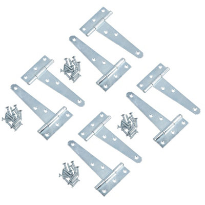 AB Tools 4In / 102mm Heavy Duty T Tee Hinges For Shed + Garden Gates Zinc Plated 8Pc from B&Q