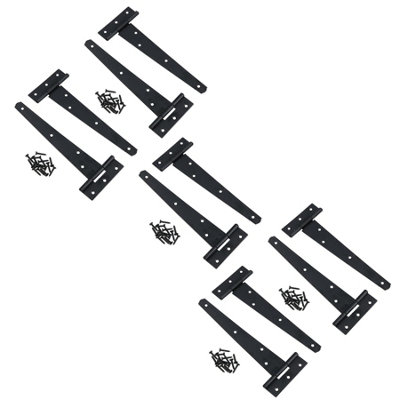 AB Tools 8In / 204mm Heavy Duty T Tee Hinges For Shed + Garden Gates Black Finish 10Pc from B&Q