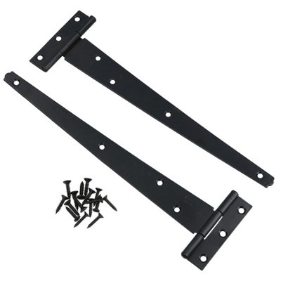 AB Tools 10In / 250mm Heavy Duty T Tee Hinges For Shed + Garden Gates Black Finish 2Pc from B&Q