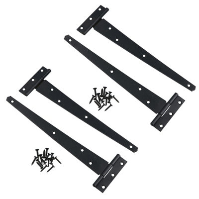 AB Tools 10In / 250mm Heavy Duty T Tee Hinges For Shed + Garden Gates Black Finish 4Pc from B&Q
