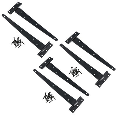 AB Tools 10In / 250mm Heavy Duty T Tee Hinges For Shed + Garden Gates Black Finish 6Pc from B&Q