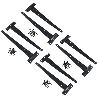 AB Tools 10In / 250mm Heavy Duty T Tee Hinges For Shed + Garden Gates Black Finish 8Pc from B&Q