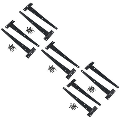 AB Tools 10In / 250mm Heavy Duty T Tee Hinges For Shed + Garden Gates Black Finish 10Pc from B&Q