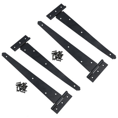 AB Tools 12In / 300mm Heavy Duty T Tee Hinges For Shed + Garden Gates Black Finish 4Pc from B&Q