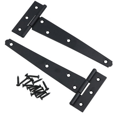 AB Tools 6In / 152mm Heavy Duty T Tee Hinges For Shed + Garden Gates Black Finish 2Pc from B&Q