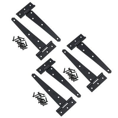 AB Tools 6In / 152mm Heavy Duty T Tee Hinges For Shed + Garden Gates Black Finish 6Pc from B&Q