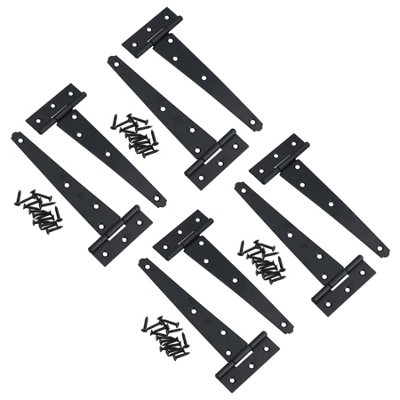 AB Tools 6In / 152mm Heavy Duty T Tee Hinges For Shed + Garden Gates Black Finish 8Pc from B&Q