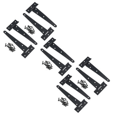 AB Tools 6In / 152mm Heavy Duty T Tee Hinges For Shed + Garden Gates Black Finish 10Pc from B&Q