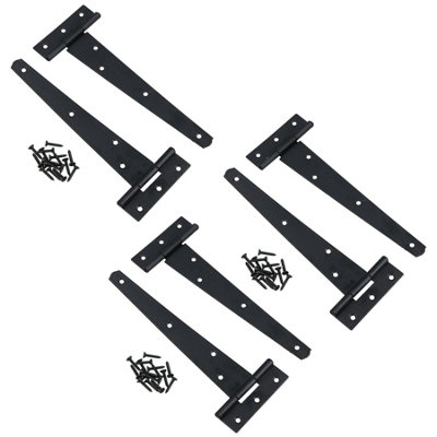 AB Tools 8In / 204mm Heavy Duty T Tee Hinges For Shed + Garden Gates Black Finish 6Pc from B&Q