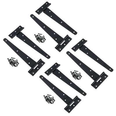 AB Tools 8In / 204mm Heavy Duty T Tee Hinges For Shed + Garden Gates Black Finish 8Pc from B&Q