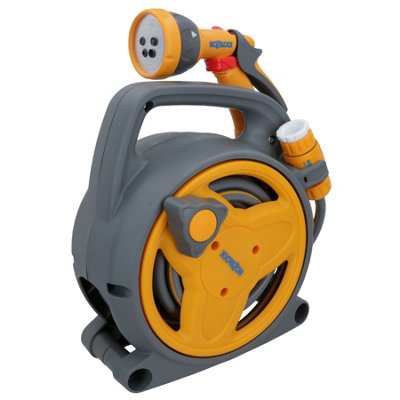 AB Tools Portable Compact Garden Watering 10M Hose Reel With Fittings And Multi Sprayer from B&Q