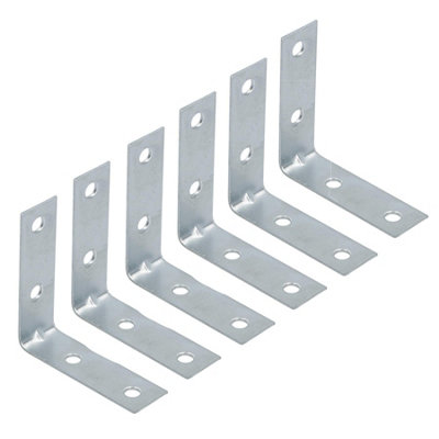AB Tools 50mm (2In) Corner Brace Bracket Set L Shaped Mending Reinforcing Plate 6Pc from B&Q