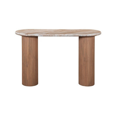 Buttercup Farm Ashford Pedestal Console TableNatural Marble And WoodL40 X W120 X H77 CmBrown from B&Q