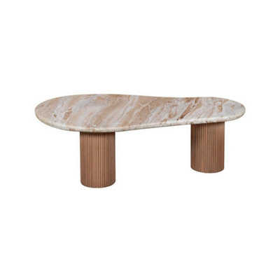 Buttercup Farm Ashford Pedestal Coffee TableNatural Marble And WoodL70 X W120 X H40 CmBrown from B&Q