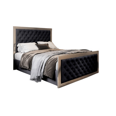  - Emia Upholstered Soft Velvet Metal Designer Bed Frame