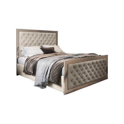  - Emia Upholstered Soft Velvet Metal Designer Bed Frame