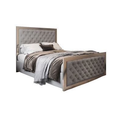  - Emia Upholstered Soft Velvet Metal Designer Bed Frame