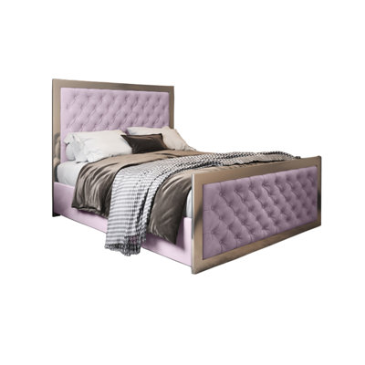  - Emia Upholstered Soft Velvet Metal Designer Bed Frame