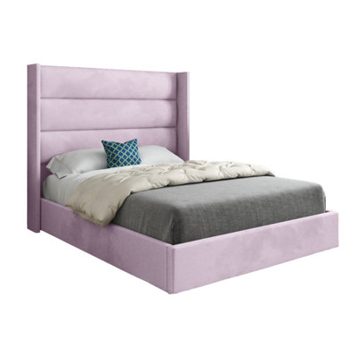  - Jacob Straight Winged Upholstered Soft Velvet Designer Bed Frame