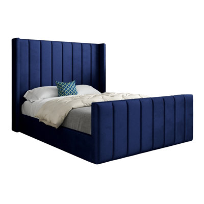  - Maryland Straight Winged Upholstered Soft Velvet Designer Bed Frame