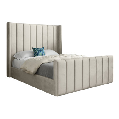  - Maryland Straight Winged Upholstered Soft Velvet Designer Bed Frame