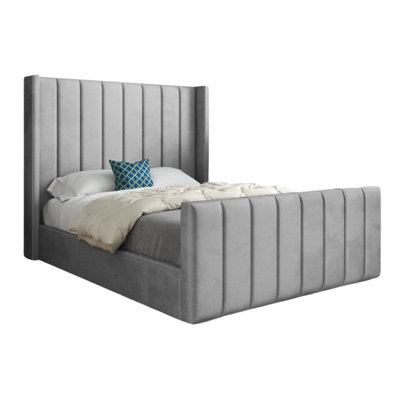  - Maryland Straight Winged Upholstered Soft Velvet Designer Bed Frame