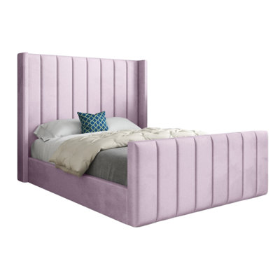  - Maryland Straight Winged Upholstered Soft Velvet Designer Bed Frame