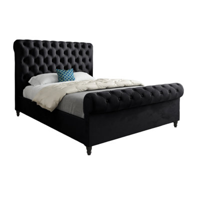  - Venezia Sleigh Upholstered Soft Velvet Designer Bed Frame