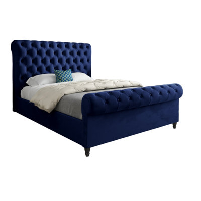  - Venezia Sleigh Upholstered Soft Velvet Designer Bed Frame