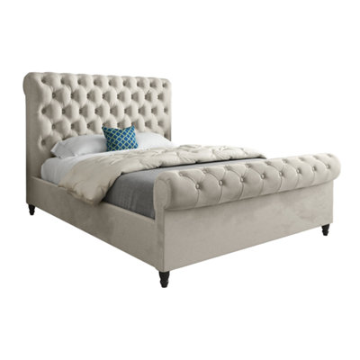  - Venezia Sleigh Upholstered Soft Velvet Designer Bed Frame