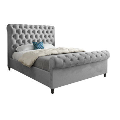  - Venezia Sleigh Upholstered Soft Velvet Designer Bed Frame