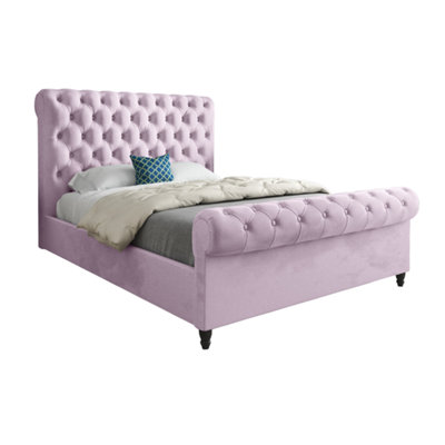  - Venezia Sleigh Upholstered Soft Velvet Designer Bed Frame