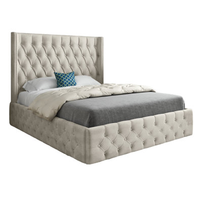  - Wayno Straight Winged Upholstered Soft Velvet Designer Bed Frame
