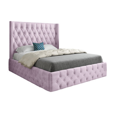  - Wayno Straight Winged Upholstered Soft Velvet Designer Bed Frame