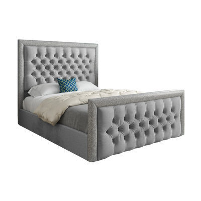  - Rincon Glitter Border Upholstered Soft Velvet Designer Bed Frame