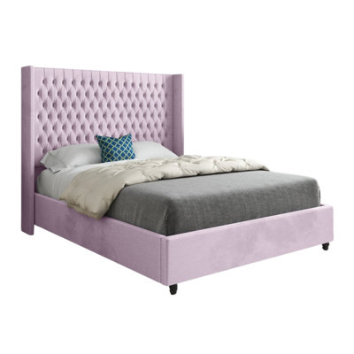  - Serenova Straight Winged Upholstered Soft Velvet Designer Bed Frame