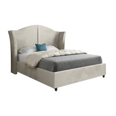 Winchester Curved Top Curved Winged Upholstered Soft Velvet Designer Bed Frame from B&Q
