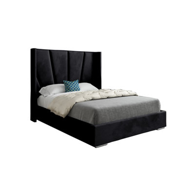  - Cocoon Wide Curved Winged Upholstered Soft Velvet Designer Bed Frame