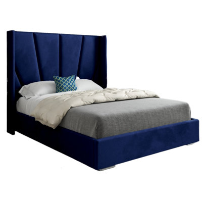  - Cocoon Wide Curved Winged Upholstered Soft Velvet Designer Bed Frame